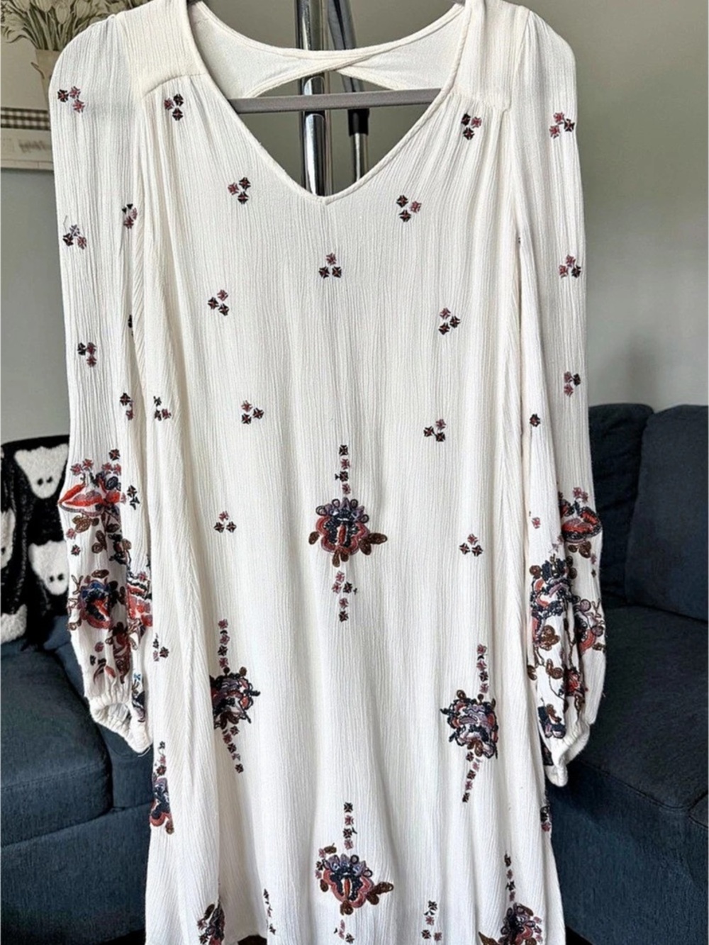 Free People Dreamweaver Tunic Floral Blouse White & Multicolor Small